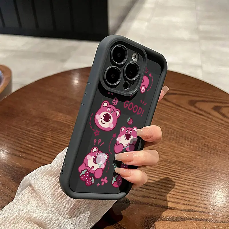 Casing Hp Samsung Galaxy A21S Case Menampilkan pola kartun beruang stroberi Silikon Cases anti drop Softcase Casing ponsel baru yang populer Kesing 2