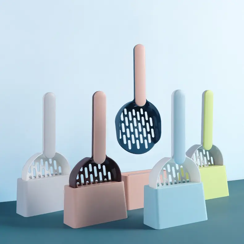 cat litter shovel Cat Litter Scoop Set Simple Pet Cat Litter Scoop Macaron Color Long Handle Cat Litter Cleaning Scoop Set Plastic Cat Litter Shovel