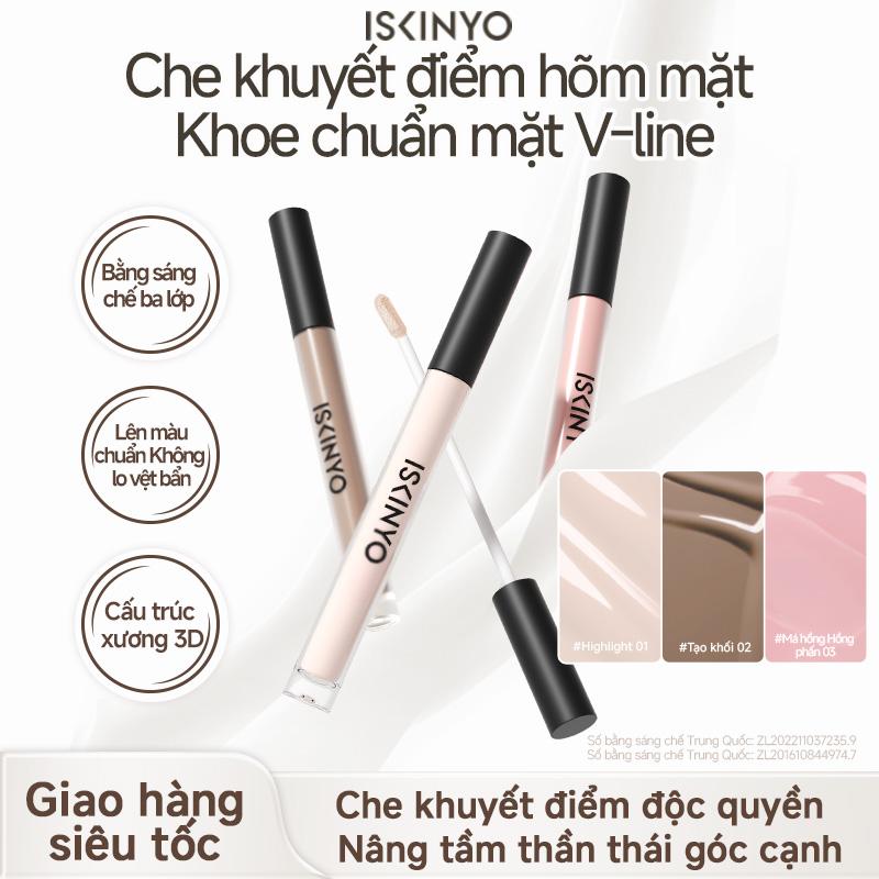 Highlighter-ISKINYO Kem Lỏng Đa Năng: Highlighter Matte Kem Khối & Phấn Má - Kết Cấu Thạch Sáng Tự Nhiên Contour 3D Lâu Trôi Cho Người Mới Bắt Đầu | Chuyên Gia Khuyên Dùng