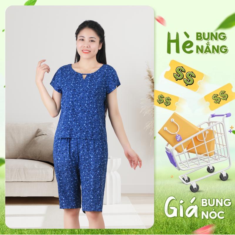 Bộ Lanh Mặc Nhà Nữ AHOA Quần Lửng Cổ V, Đồ Bộ Trung Niên Cho Mẹ Vải Lanh Nhật Cao Cấp, Đồ Bộ Tole Nữ Mặc Nhà Mùa Hè BL3