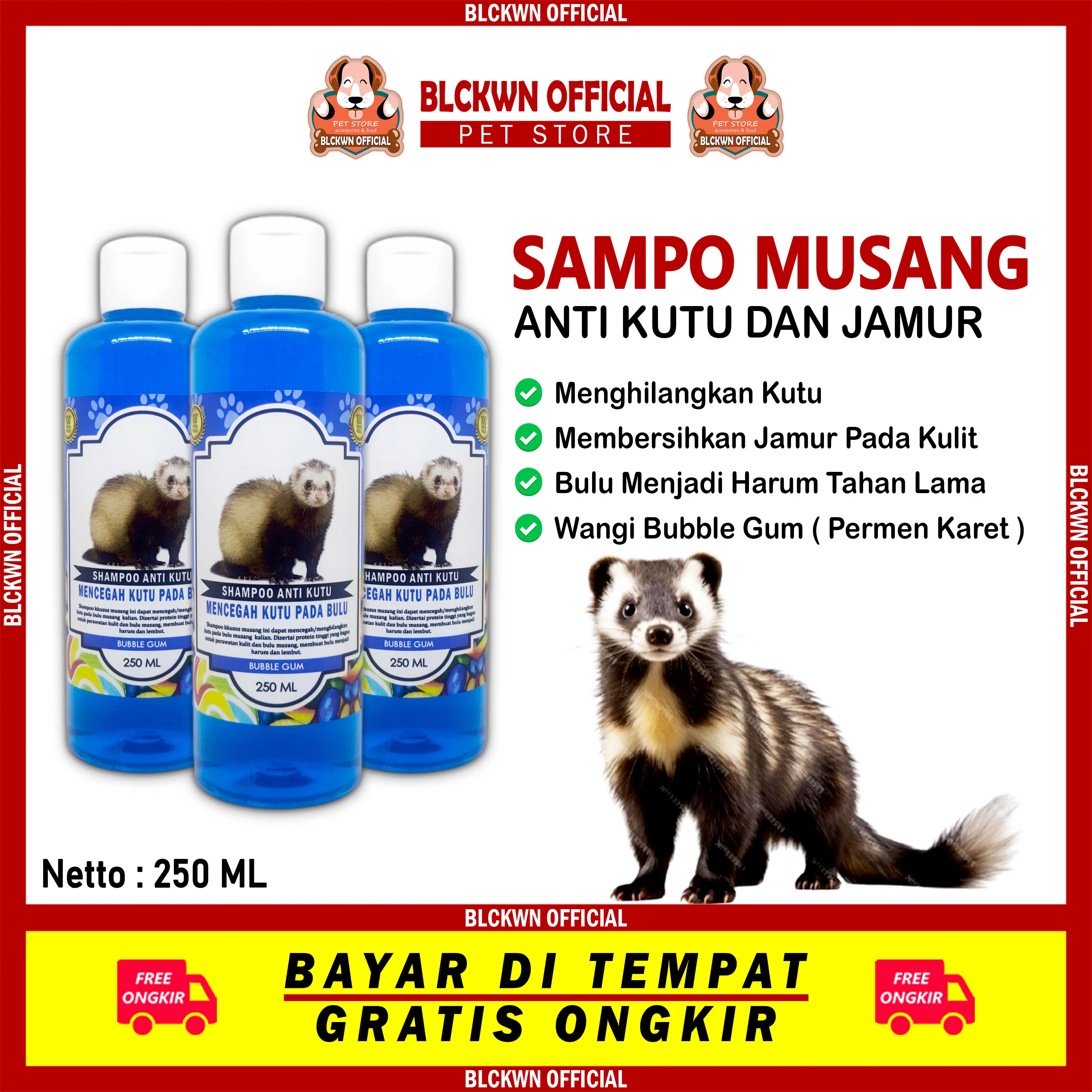 Sampo Musang Anti Kutu Dan Jamur Wangi Bubble Gum