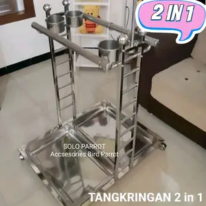 Tangkringan Stanless 2 in 1 untuk Burung Parrot