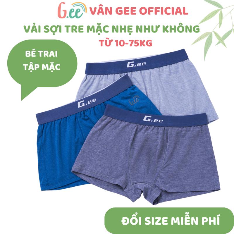 Set 3 Quần Sịp Bé Trai Gee Dáng Đùi Vải Sợi Tre Gỗ Sồi Siêu Mềm Mát Thoải Mái Cho Bé Mới Mặc 10-75kg