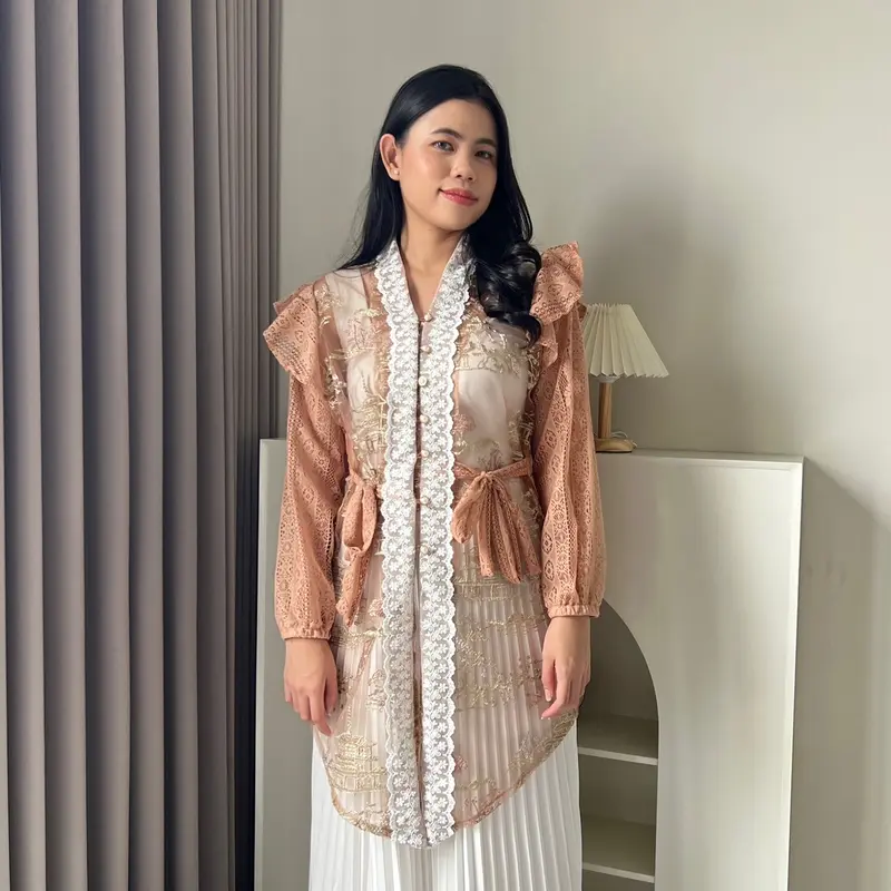Hoolaqueen - Kebaya Outer Malika - Outer Tile Renda - Atasan Kondangan - Kebaya Renda Tile 4