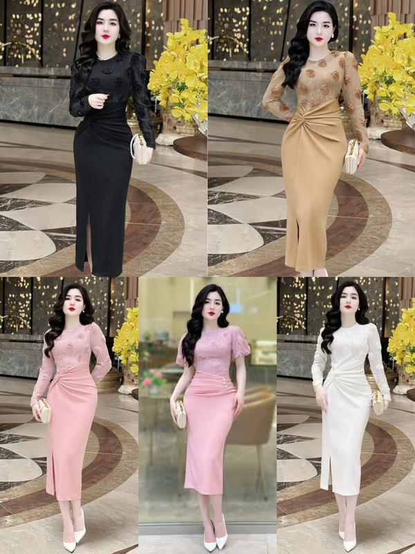 [MIỄN SHIP] BST MDU3780 Váy Ren Phối Mango Ý 2 Lớp - Thiết Kế Thiết kế Ôm Body Cho Nữ Women Dress