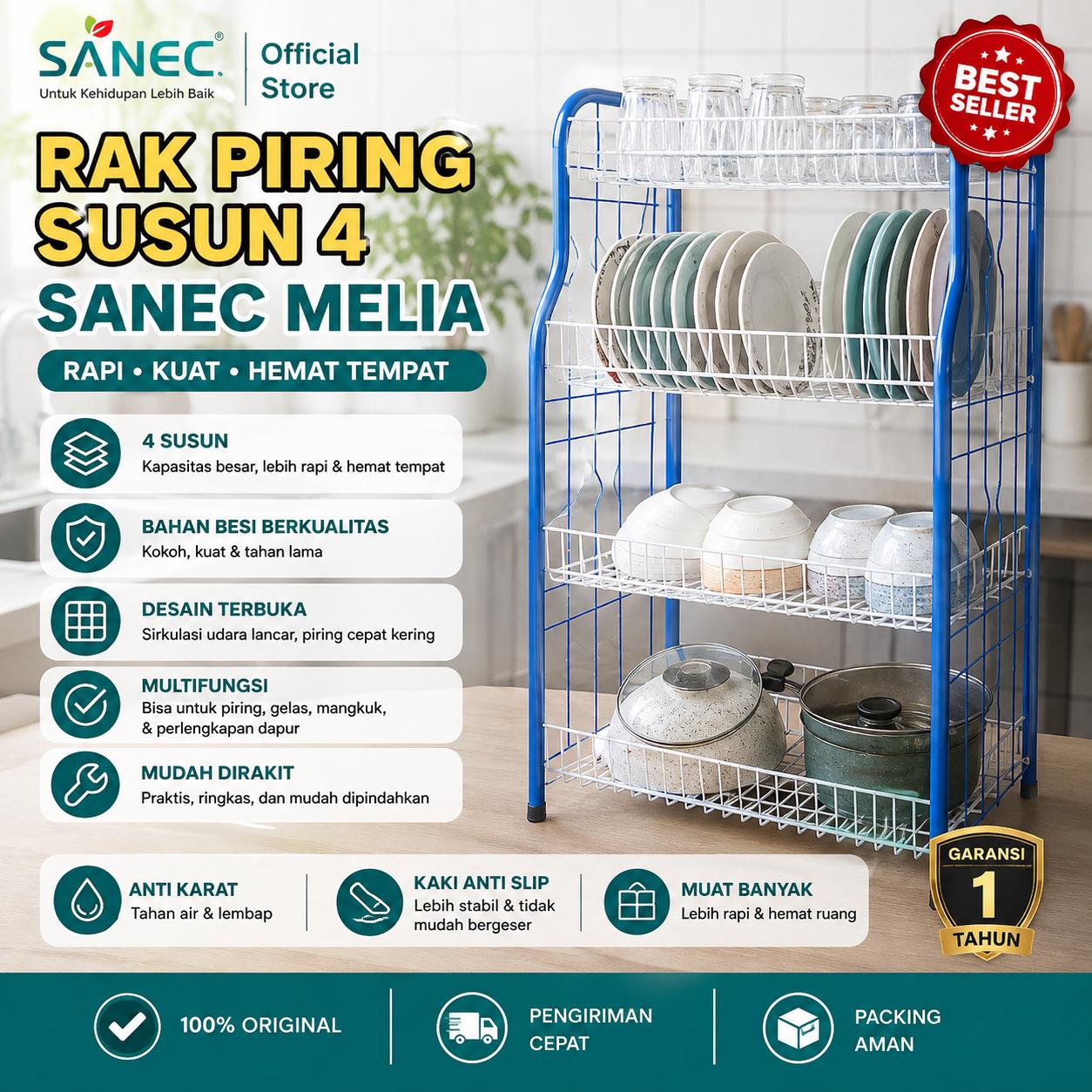 Rak piring susun 4 sanec tipe R 04 Neww / RAK PIRING MELIA / RAK PIRING SERBAGUNA / RAK PIRING STAINLESS / RAK PIRING 4 SUSUN