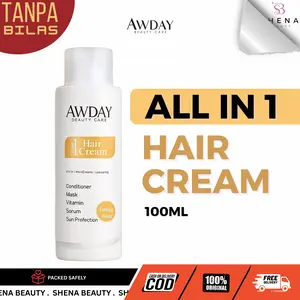 AWDAY Hair Cream All in 1 Tanpa Bilas 100ml BPOM - Conditioner UV Protection Melembabkan & Haluskan Rambut Kering | Mask Serum Vitamin