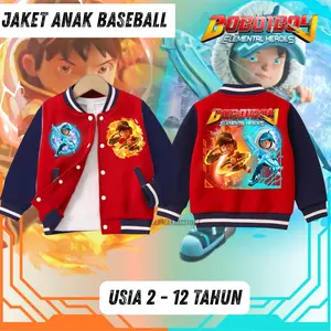 JAKET VARSITY BASEBALL ANAK BOBOIBOY ICE DAN BLAZZING USIA 2 - 12 TAHUN SPESIAL EDITION