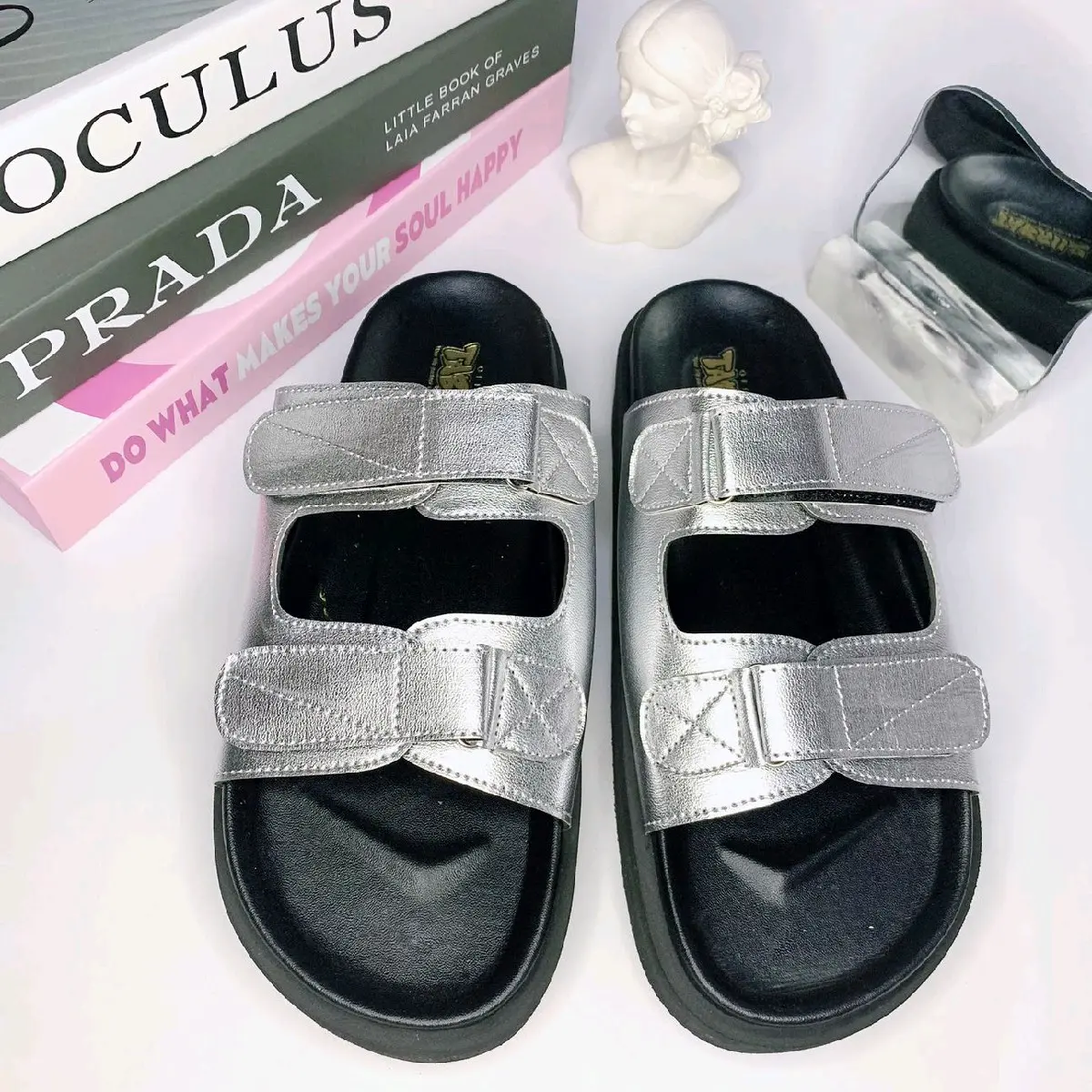 Tabriizstore24-Sandal wanita kekinian silver series original birken Sendal