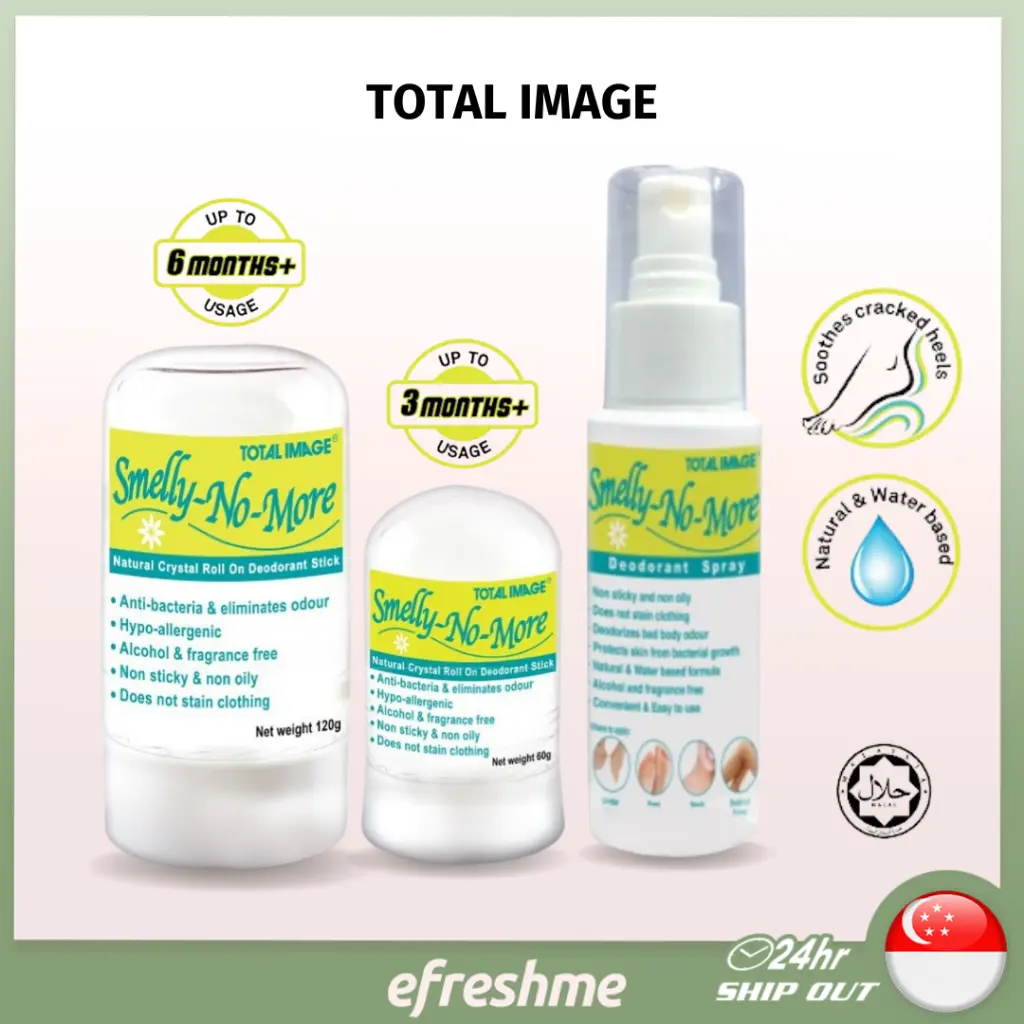 TOTAL IMAGE Smelly No More Roll On Spray Crystal Natural Deodorant 60g / 120g