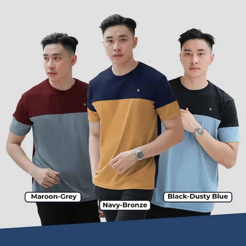 BROGUY Kaos Polos Color-Block Casual Combed 24s Tebal Nyaman 2