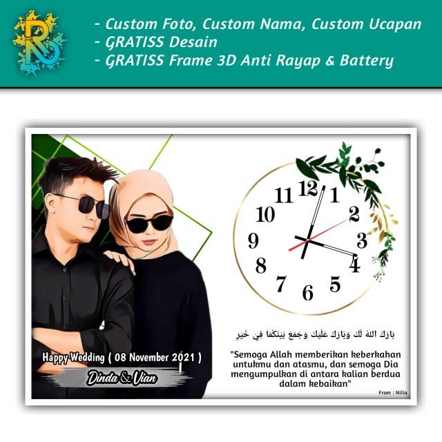 Product Introduction of Jam Dinding Custom Foto Sudah Di Bingkai ( Hadiah Ulang Tahun, Pernikahan, Anniversary, Wisuda) Ukuran 30X20 cm Modern Gantungan Frame unik 1