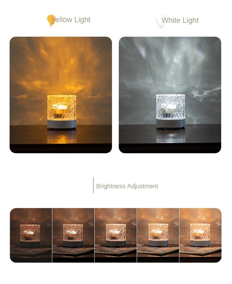 Product Introduction of 16 color RGB water ripple projector night light, dynamic rotation, color cube, flame crystal light remote control adjustment usb connected power supply (no battery) 29