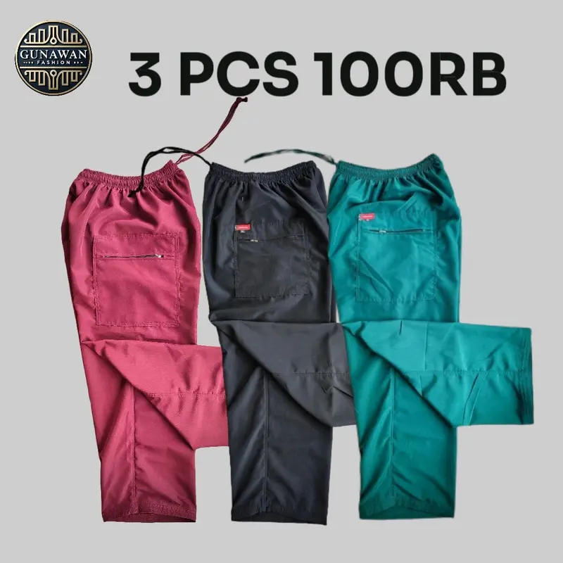 Celana sirwal Celana Komprang (3 PCS) / Celana dalaman sarung Jubah size M-4XL Murah Nyaman Karet Pria Dewasa Muslim 0