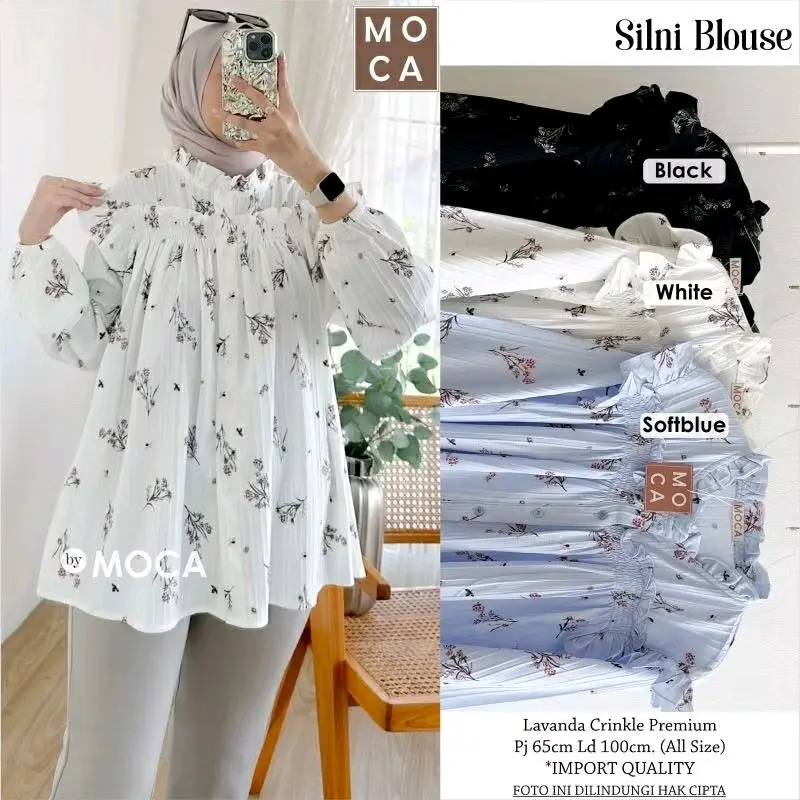 Kemeja wanita rufly motif bunga/Atasan blouse wanita/blouse wanita full kancing motif bunga Terbaru