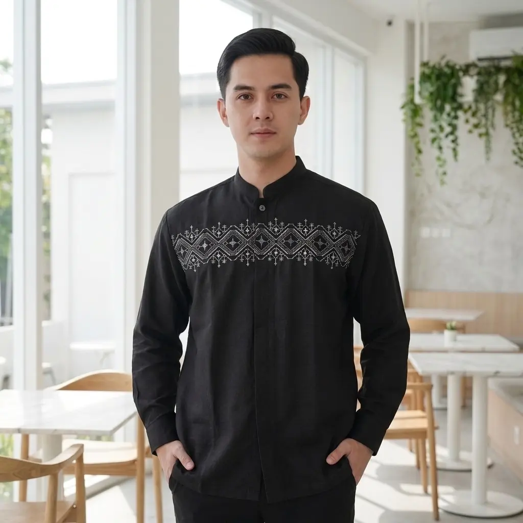 YAZAKA Baju Koko Anwar Pria Dewasa Muslim Lengan Panjang Premium Bordir Terbaru