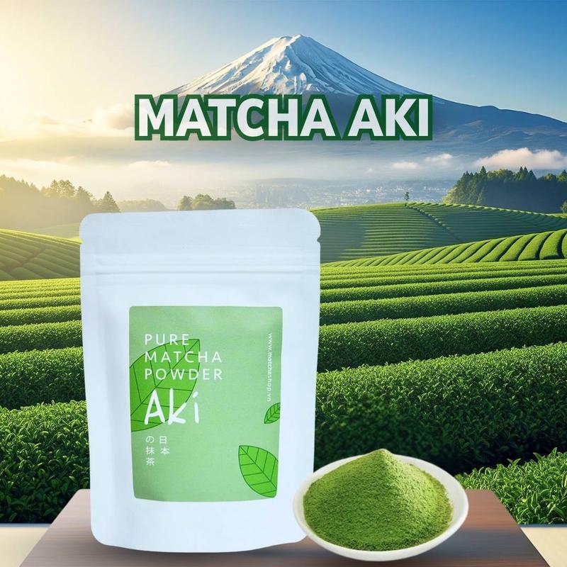 100g Bột Trà Xanh Matcha Aki Nhật Bản Chính Hãng Dùng Trong Pha Chế, Trà Đạo Tiện Lợi, vị không Ngọt