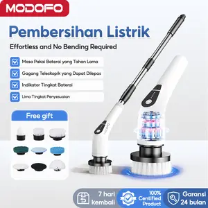 MODOFO Sikat Pembersih Elektrik 9-in-1 Tahan Air Portabel dengan 5 Kepala Pembersih & Baterai 2500mAh untuk Mandi & WC Kabel Membersihkan  Mandi scrubber /Sikat WC Elektrik/ Toilet Scrubber