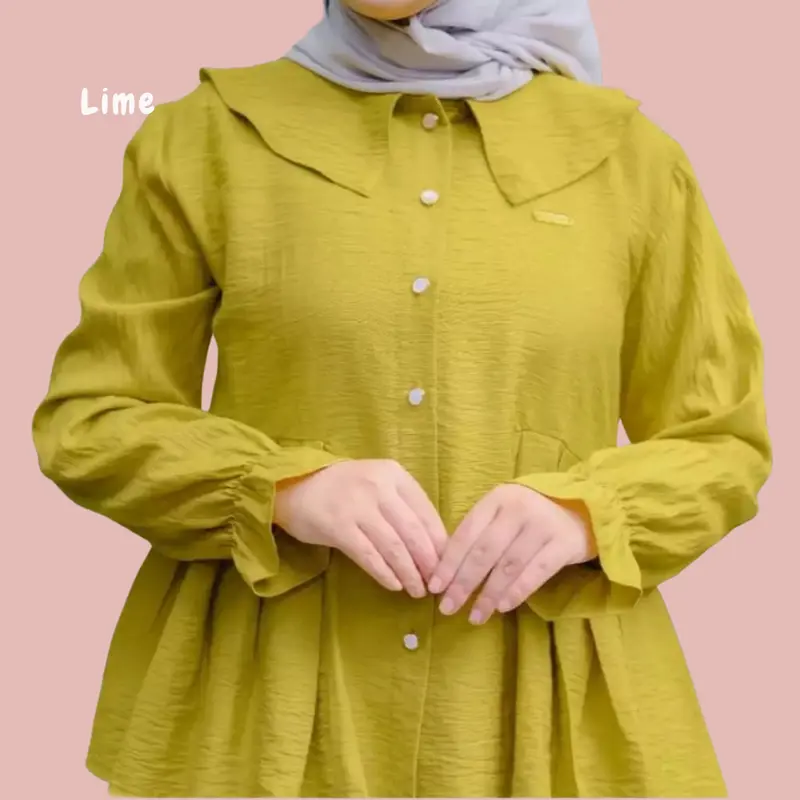 AYYA BLOUSE - KEMEJA ATASAN DEWASA - FULL KANCING DEPAN - BAHAN CRINKLE - Wanita - Remaja 5