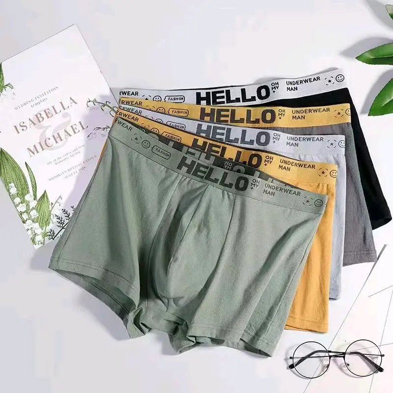 PAKET 4 PCS Celana Dalam Boxer Pria Hello Hight Quality Trendy dan Stylish Katun Spandex 1