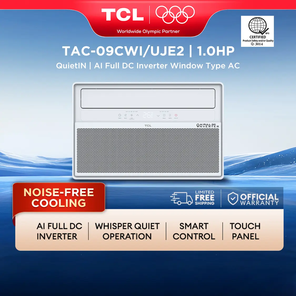 TCL 1.0HP AI Full DC Inverter Smart Window AC with AI Inverter Whisper ...
