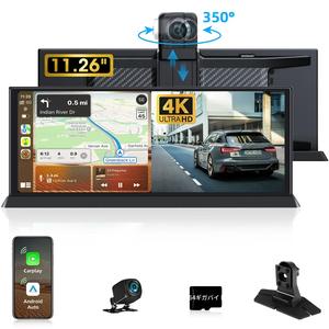 2025年 11.26インチ Apple CarPlay スクリーン Car Tablet Pro Max 2025年 Wireless CarPlay Android Auto スクリーン 4K ダッシュカム 350°回転可能 Bluetooth/GPSナビ/音声コントロール ユニークブレケット