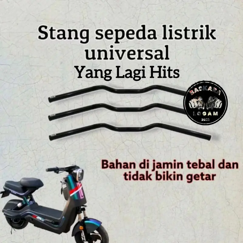 Stang Pendek Sepeda Listrik Variasi Stir Hitam Bahan Tebal 0