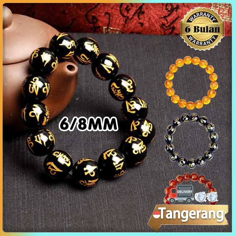 Batu Tibet Mantra 6mm Batu Manik Manik Gelang Bahan Gelang Batu Agate Mantra Tibetan