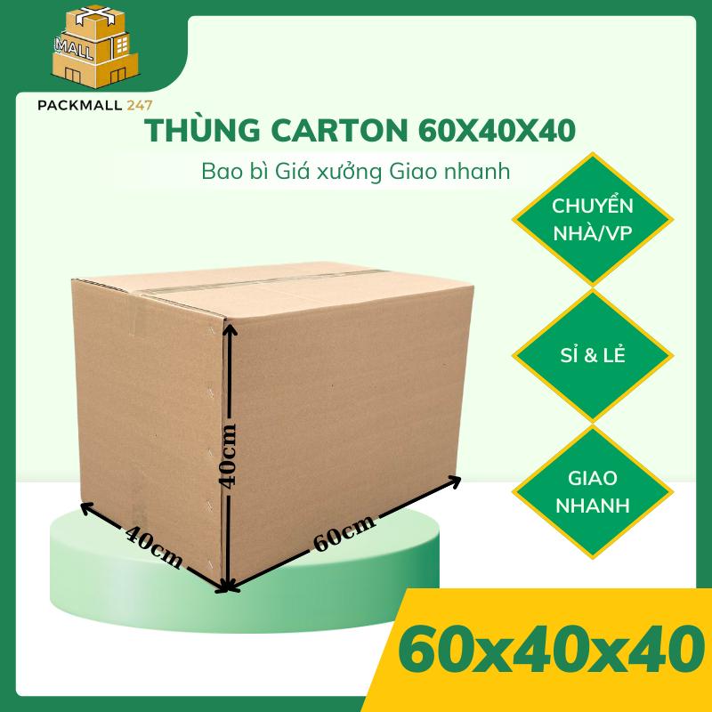 Hộp Carton Nắp Dán Size 60x40x40 Thùng Giấy Đóng Hàng Size To Chuyển Nhà/Văn Phòng Packmall247