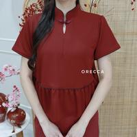 Gambar Ling Top Atasan Wanita Tangan Pendek Imlek Orecca - Maroon dari Orecca.id Kota Administrasi Jakarta Barat 4 Tokopedia