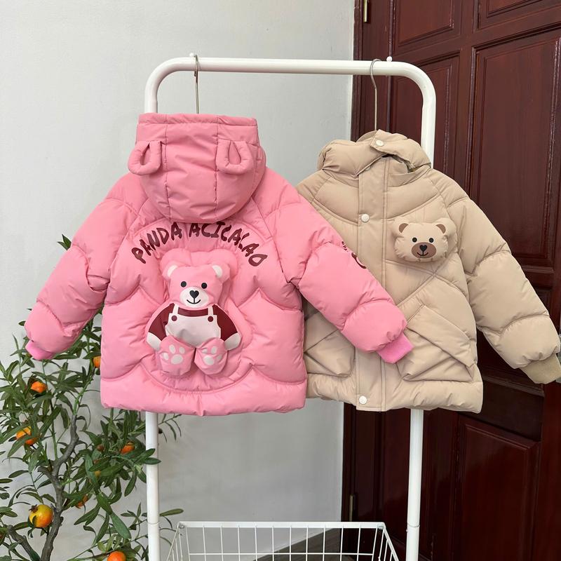 HELLO BOUTIQUE Áo Phao Trần Bông Gắn Gấu lót lông cho bé gái 14-44kg. Trần bông 3 lớp bên trong lót lông mềm mại ấm áp cho mùa đông- Chất liệu vải phao lỳ- Thiết kế túi xỏ tay tiện lợi mũ có thể tháo rời