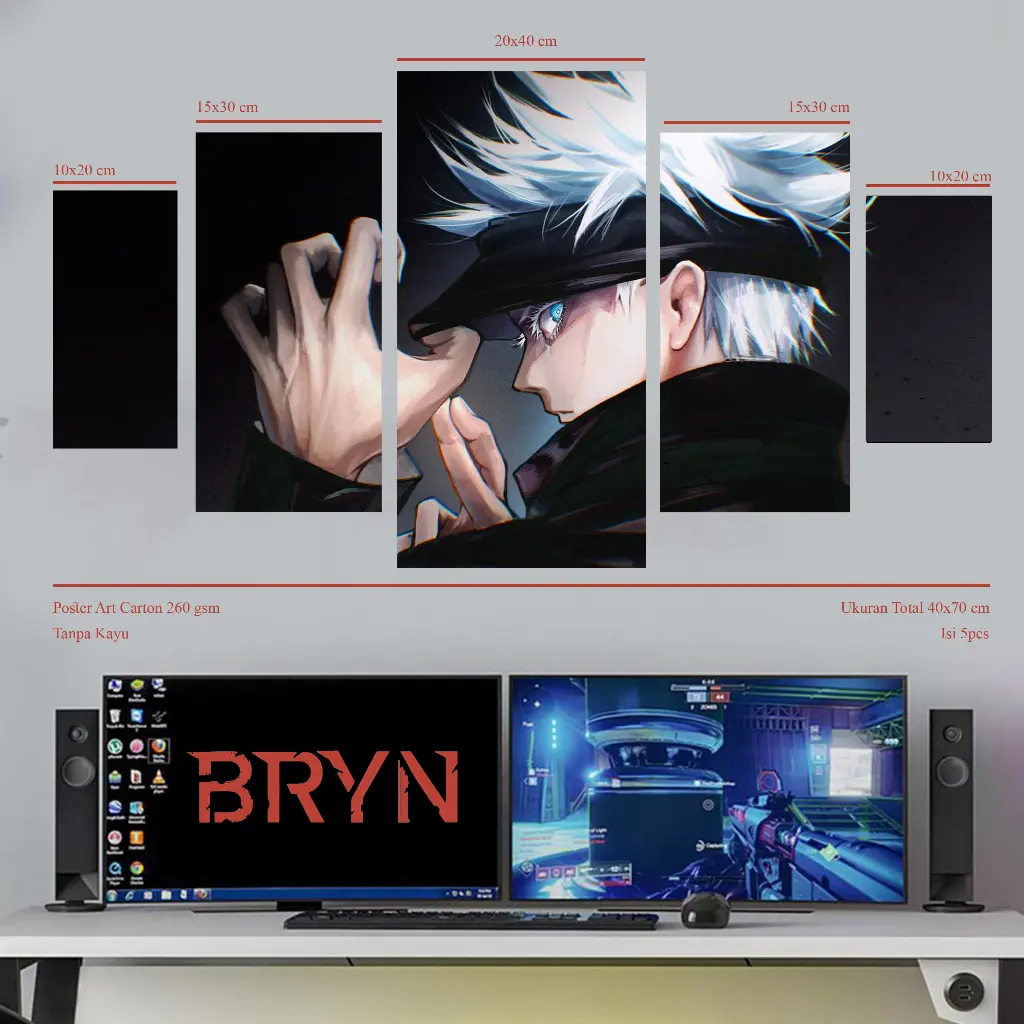 BARYON POSTER JUJUTSU KAISEN 1 Set Hiasan Dinding Poster  Pajangan Kamar Wall Decor Anime 5pcs
