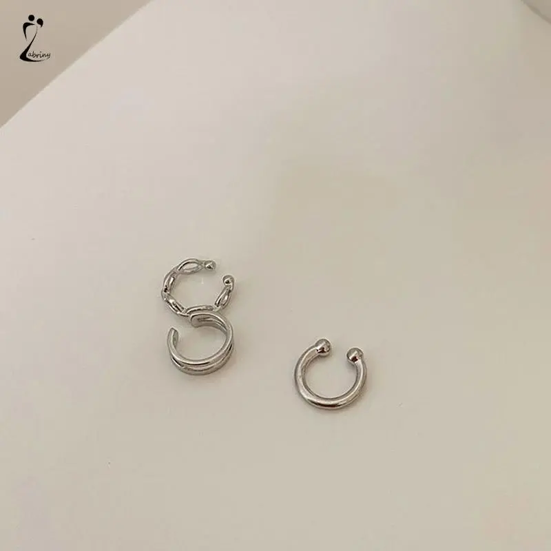 【lingerly】Anting Kombinasi Set Klip Telinga Tanpa Lubang Telinga Wanita Niche High-end Bahasa Perancis Retro Telinga Tulang Klip Z 3