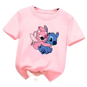 baju kaos anak unisex laki-laki dan perempuan dengan motif digital print gambar STITCHH BIRU GEDONG STITCHH PINK