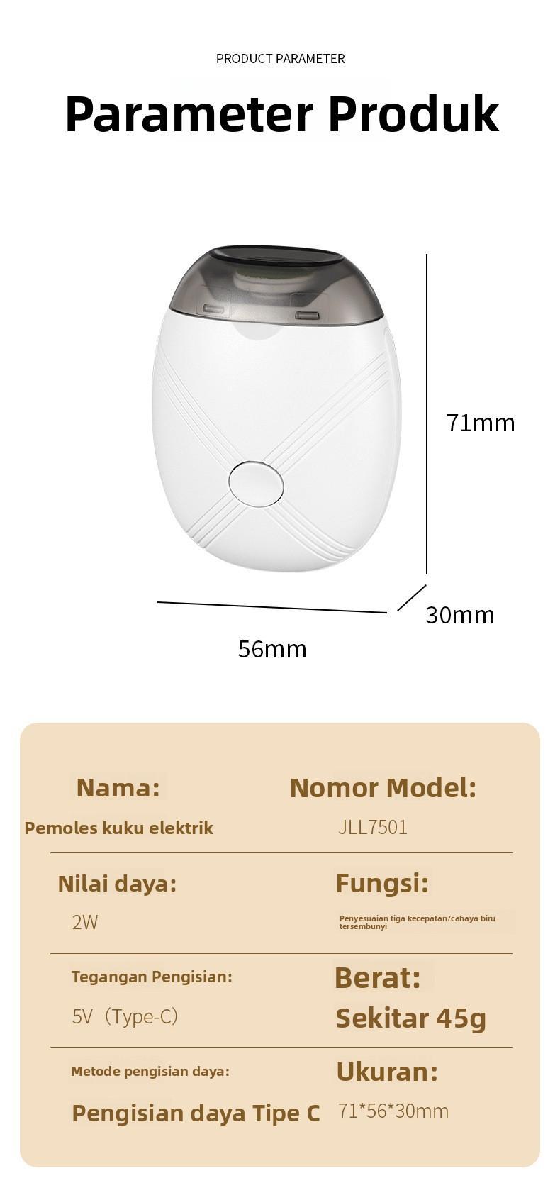 【Kecil Portabel】Alat Potong Kuku Elektrik - Wajib Punya Perjalanan Dinas & Wisata, Ukuran Saku, Dilengkapi Lampu, Isi Ulang Daya, 3 Level Kecepatan, Universal Dewasa/Anak/Lansia, Aman & Praktis