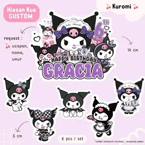 Topper Cake Kuromi - Dekorasi Kue Ulang Tahun tema Kuromi Sanrio