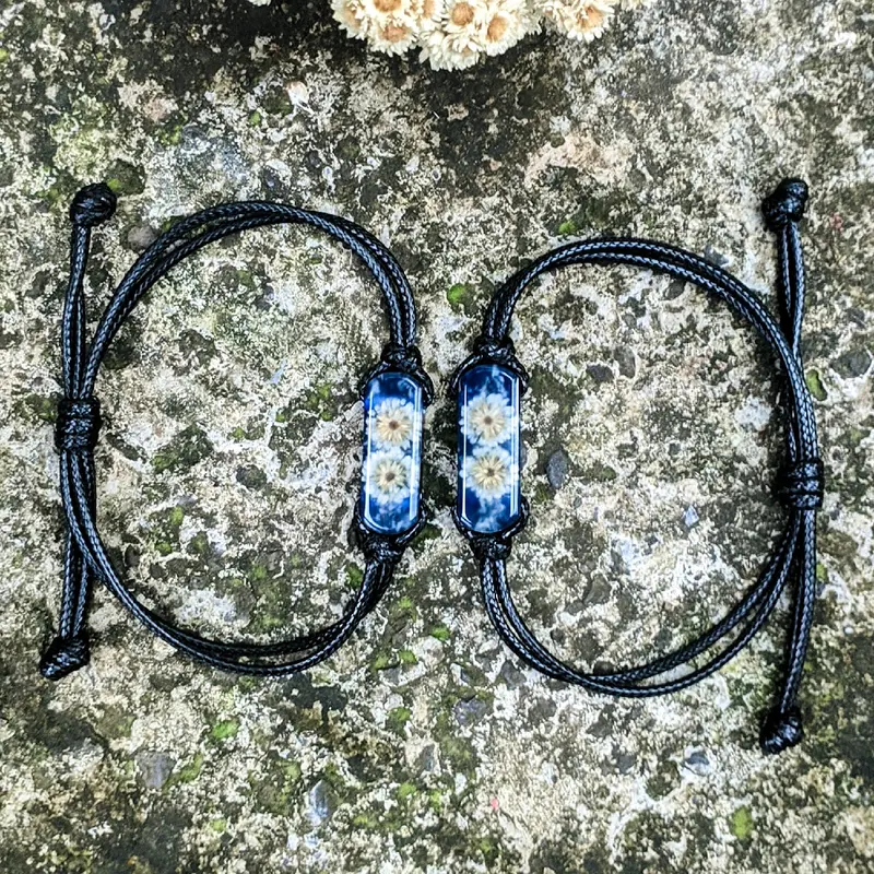 gelang couple resin glow in the dark / gelang resin edelweiss / gelang  Laki-laki Perempuan Liontin Tali Bracelets 6