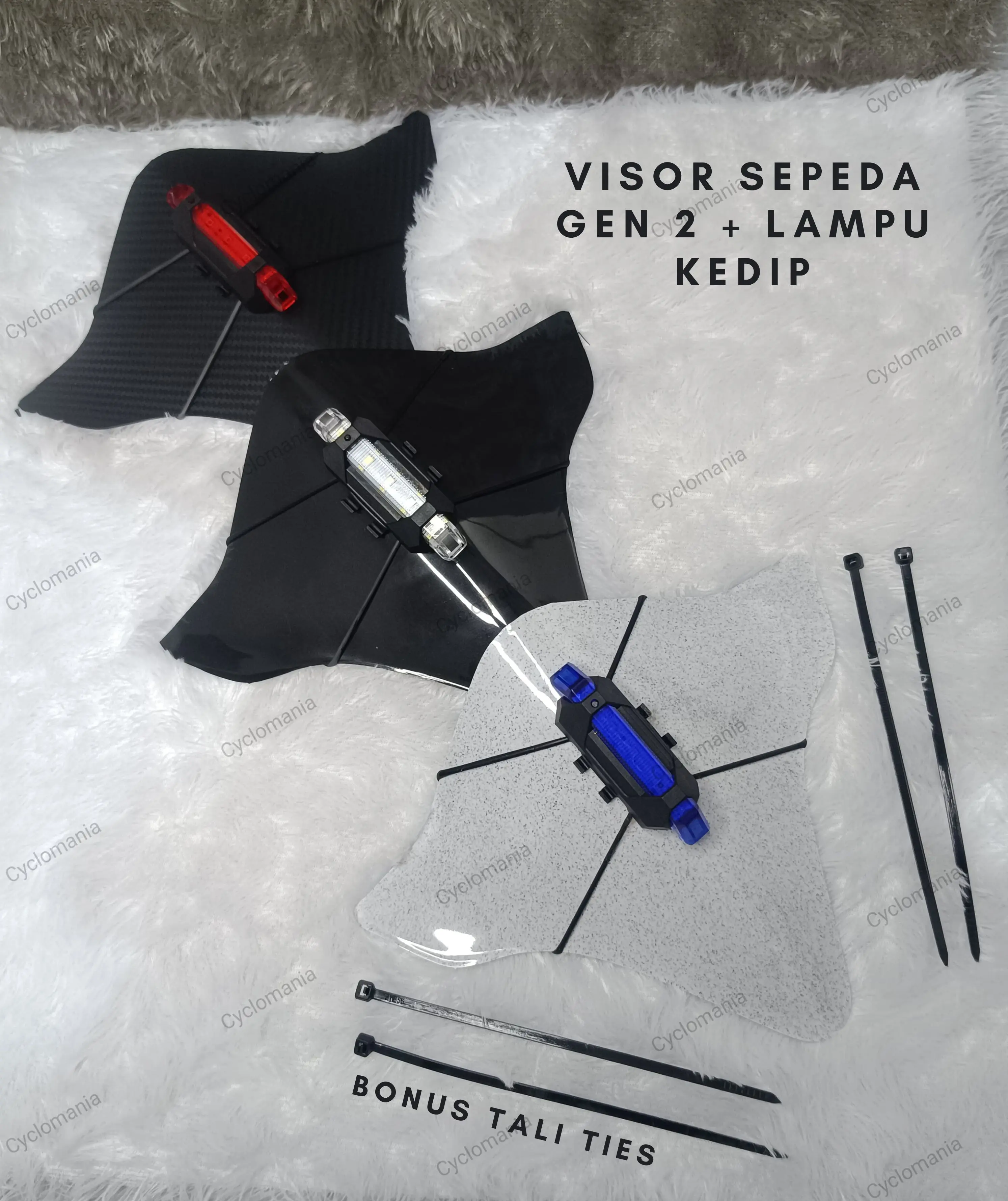 VISOR SEPEDA GEN 2 DENGAN LAMPU LED TEMPEL KEDAP KEDIP VARIASI AKSESORIS SEPEDA BMX SEPEDA LIPAT SEPEDA LISTRIK SEPEDA GUNUNG