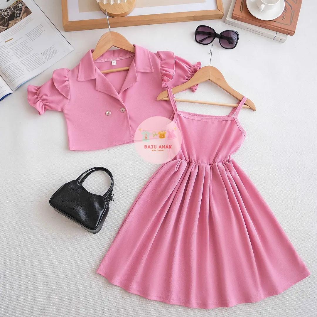 Baju Anak Perempuan - Dress Anak Perempuan Kayna 2 In 1 Terbaru / Fashion Dress Anak Perempuan & Outer Terlaris