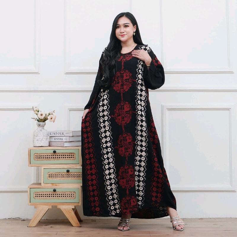 Terbaru Gamis Rayon Pekalongan Cap Malaman Ori Home Dress Busui Super Bige Size Jumbo LD 130 Tangan 7/8 Batik Muslim Nyaman 2