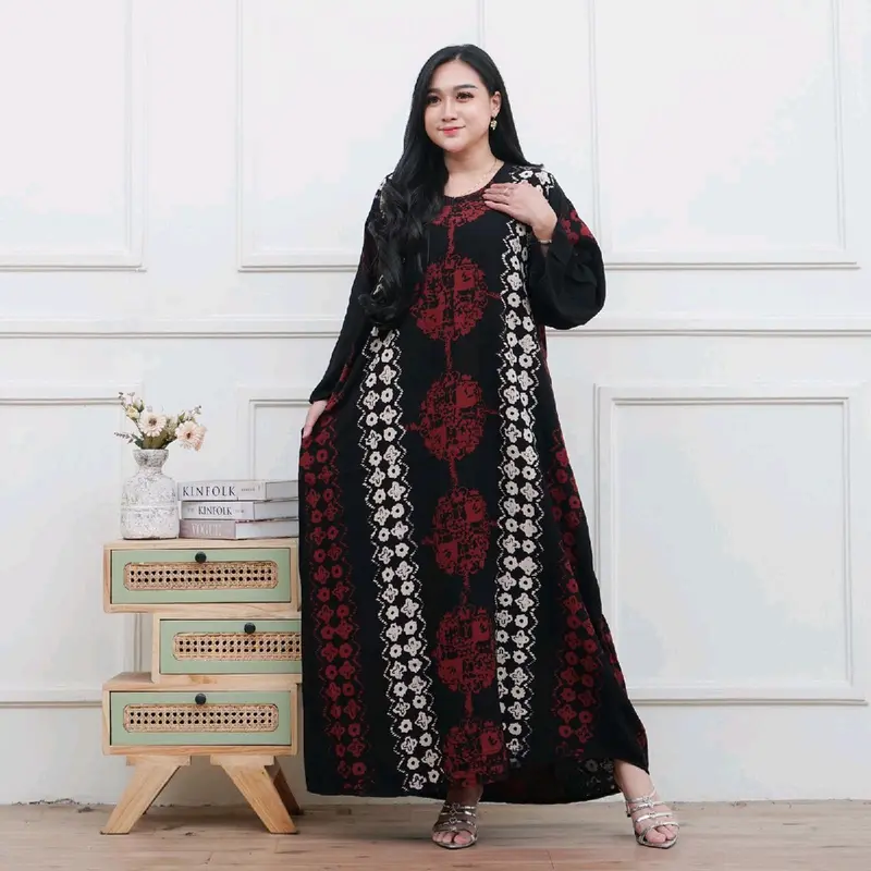 Terbaru Gamis Rayon Pekalongan Cap Malaman Ori Home Dress Busui Super Bige Size Jumbo LD 130 Tangan 7/8 Batik Muslim Nyaman 1
