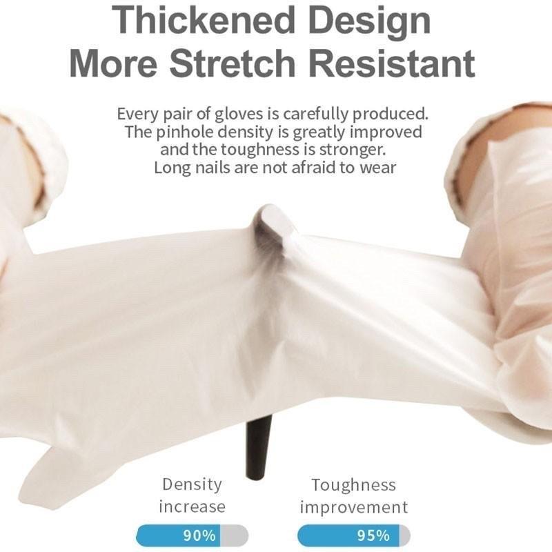 Product Introduction of iDECO™ 50pairs Plastic Disposable Hand Gloves Food Serving Preparation Hand Golves Durable Not Easy to Tear Plastic Food Gloves 4