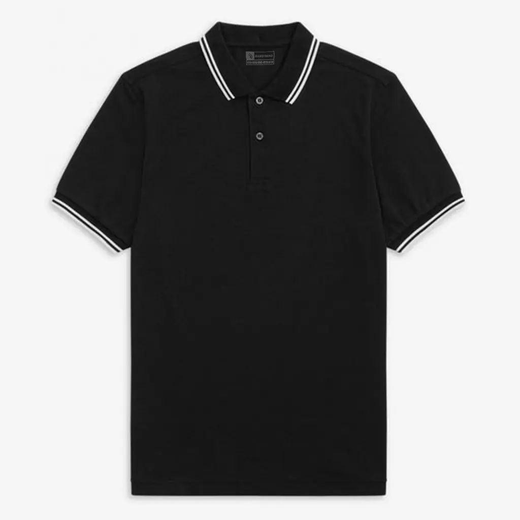 Rambidend - Polo Shirt Pendek Polos List Putih -  Kaos Polo TShirt Distro Kerah Keren Pria Wanita H01SJY