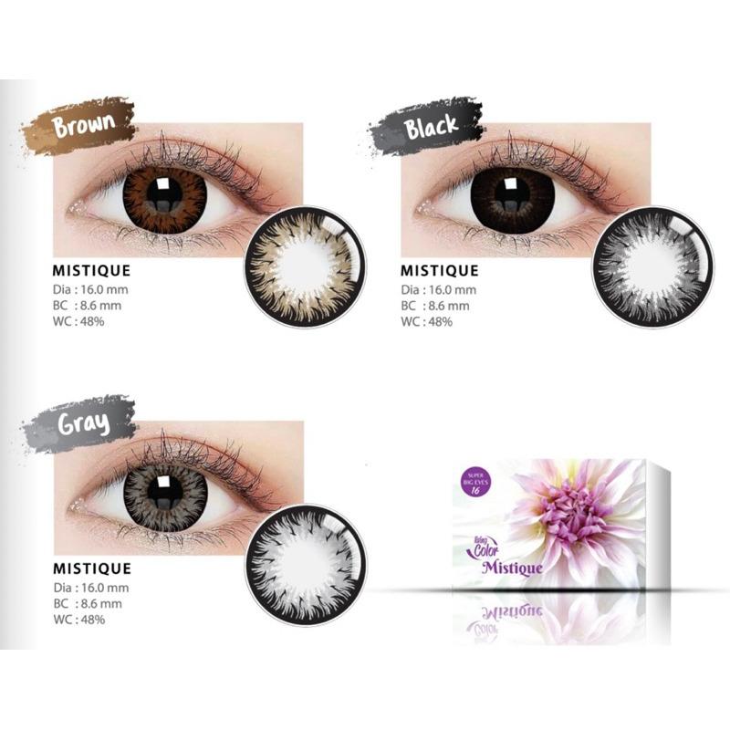 (Free Case) Softlens Lc Mistique Softlens Barbie Diameter Big Eyes Black 16mm Contact Lens 3