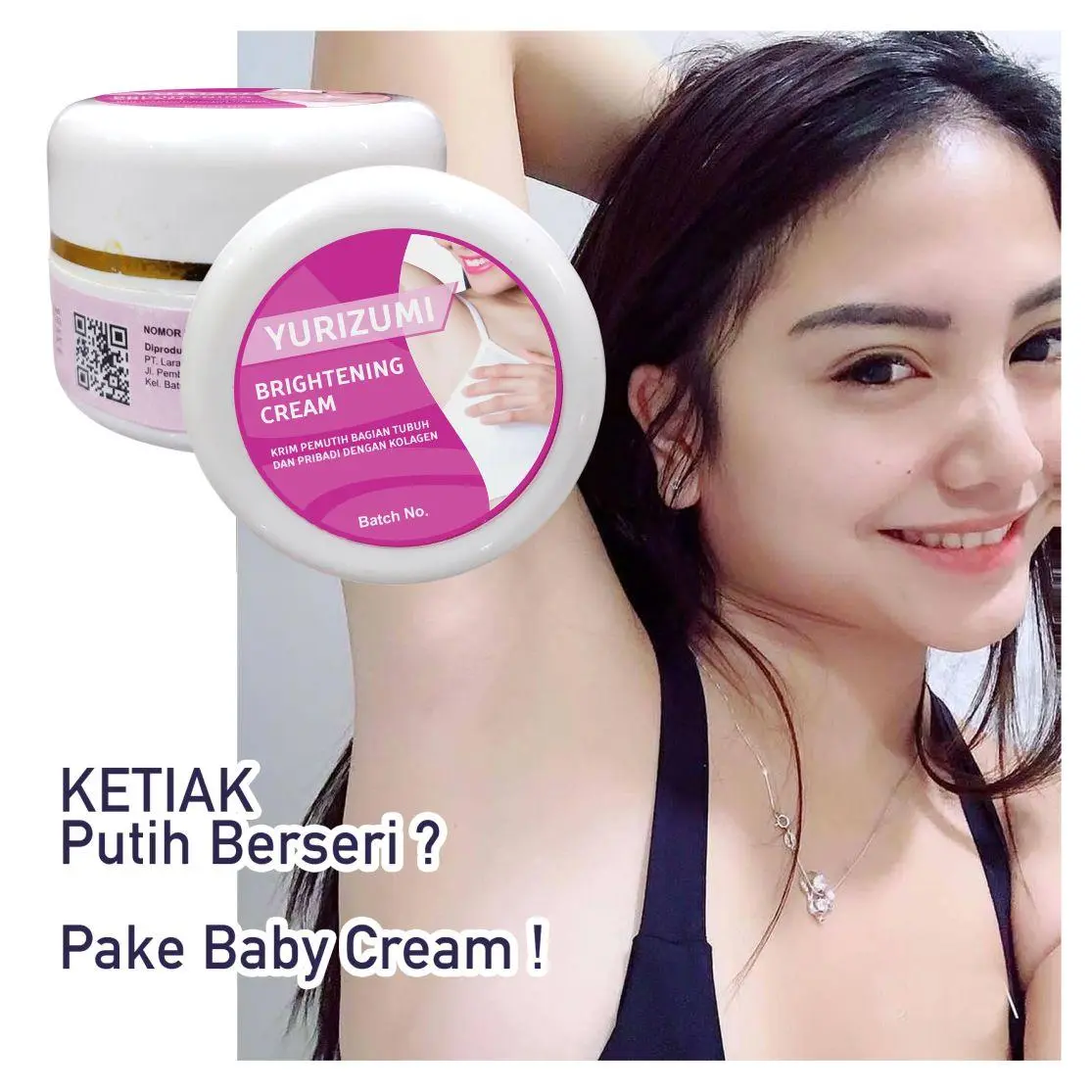 BPOM YURIZUMI Baby Whitening Cream Pemutih Ketiak Hitam Leher dan Selangkangan Mencerahkan Tubuh 10g
