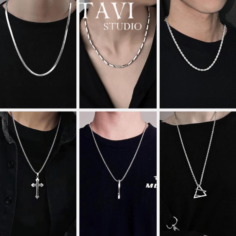 Dây Chuyền Nam Titan Tavi Studio Thời Trang Cá Tính Dây Kim Loại Màu Bạc Cao…