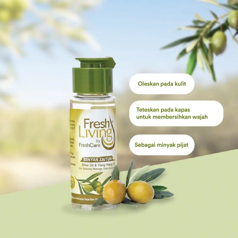 FreshLiving MInyak Zaitun 50ml Melembabkan Kulit & Cocok untuk Pijat Bunga Kering 3