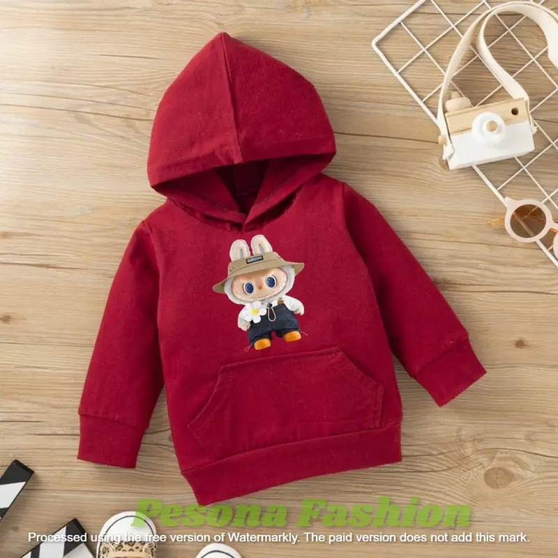 Hodie anak usia 1-12 tahun Hoodie anak cewek cowok  bahan fleece motif viral laabuubu 4