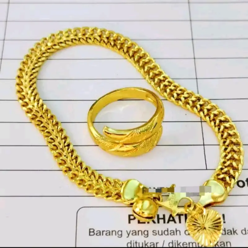 Bundara Acc-1627  Satu set gelang kelabang dan cicin melingkar titanium anti karat 1