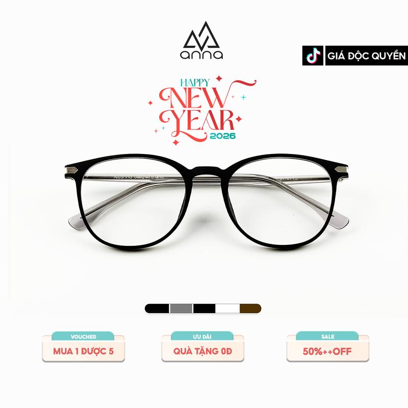  Gọng Kính Thời Trang ANNA Dáng Tròn Chất Liệu Nhựa Mix Kim Loại 8303 